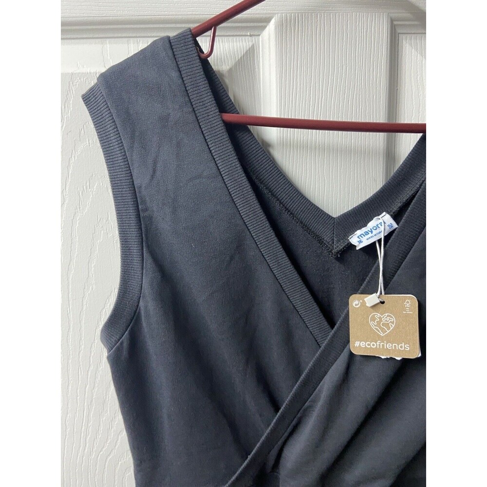 Mayoral Sleeveless Jumpsuit Plus Size 16 Gray V Neck Straight Leg Pockets Jersey - Picture 4 of 9